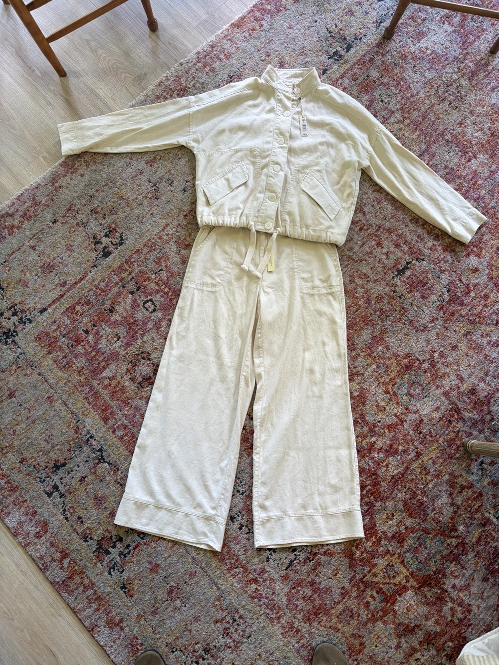 Women’s Cream Drawstring Matching Set